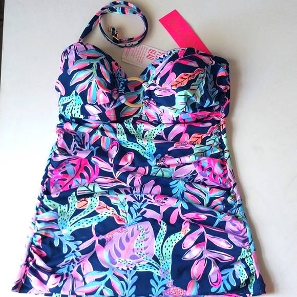 LILLY PULITIZER TANKIN TOP Swim Oyster Bay  YOU'VE BEEN SPOTTED Size Small - Picture 3 of 9